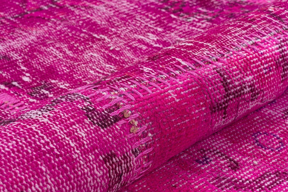 El Dokuma Yün'lü Türk Patchwork Halı Fuşya Plc Ölçü;165x240cm 3.96m2