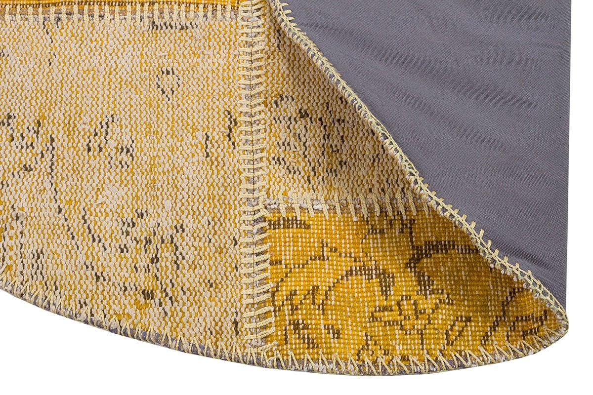 El Dokuma Yün'lü Türk Patchwork Halı Kahverengi P_25 Ölçü;120x120cm 1.44m2