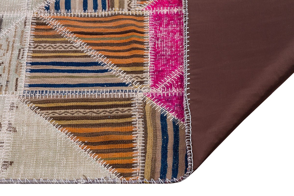 El Dokuma Yün'lü Türk Patchwork Halı Kırmızı P_96 Ölçü;170x240cm 4.08m2