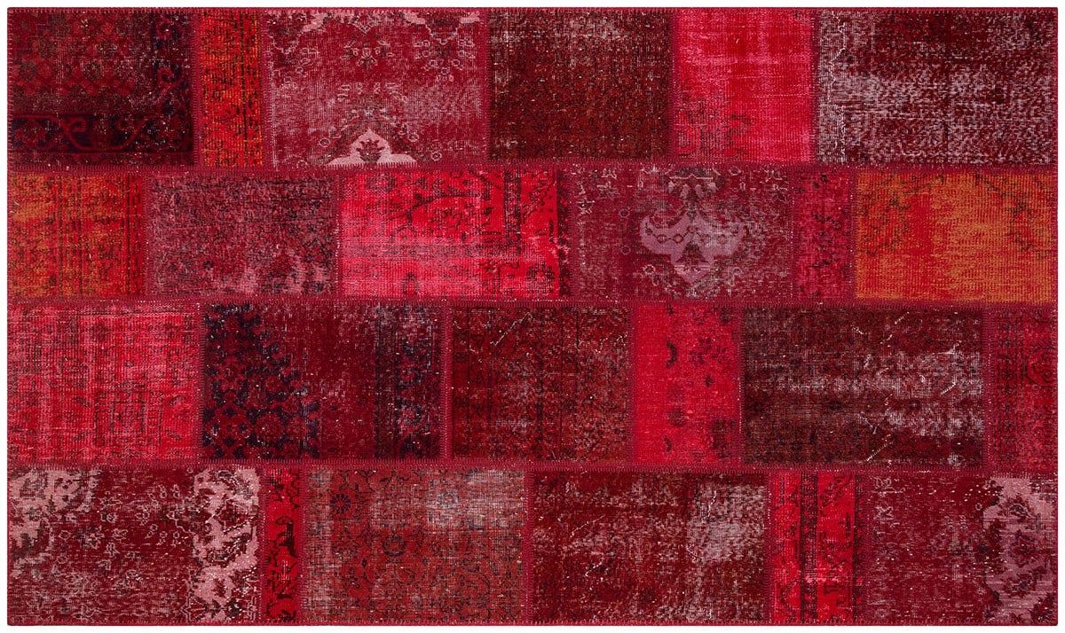 El Dokuma Yün'lü Türk Patchwork Halı Mavi P_173 Ölçü;169x280cm 4.73m2