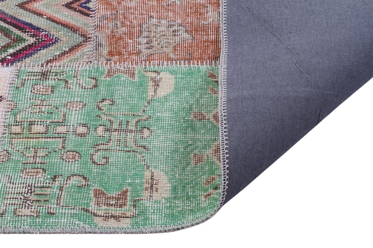 El Dokuma Yün'lü Türk Patchwork Halı Multi SMP 5159 Ölçü;160x230cm 3.68m2