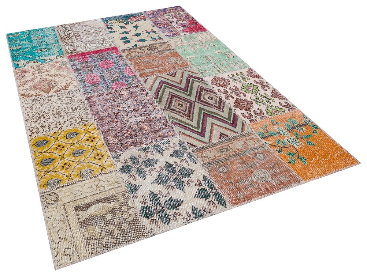 El Dokuma Yün'lü Türk Patchwork Halı Multi SMP 5159 Ölçü;160x230cm 3.68m2