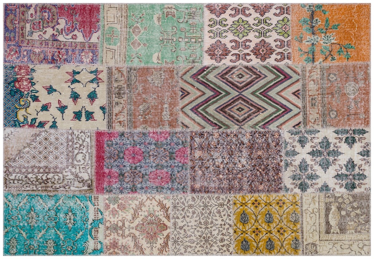 El Dokuma Yün'lü Türk Patchwork Halı Multi SMP 5159 Ölçü;160x230cm 3.68m2