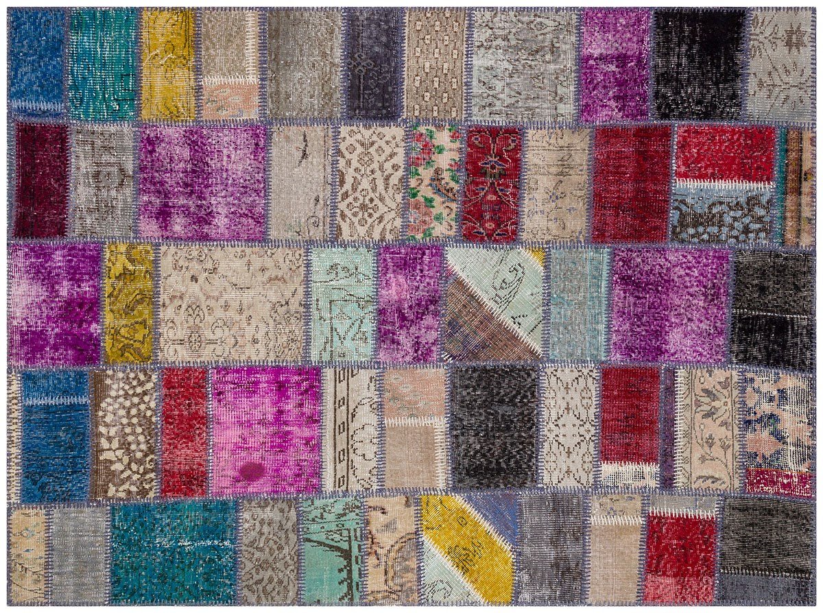 El Dokuma Yün'lü Türk Patchwork Halı Multi P_98 Ölçü;170x235cm 4m2