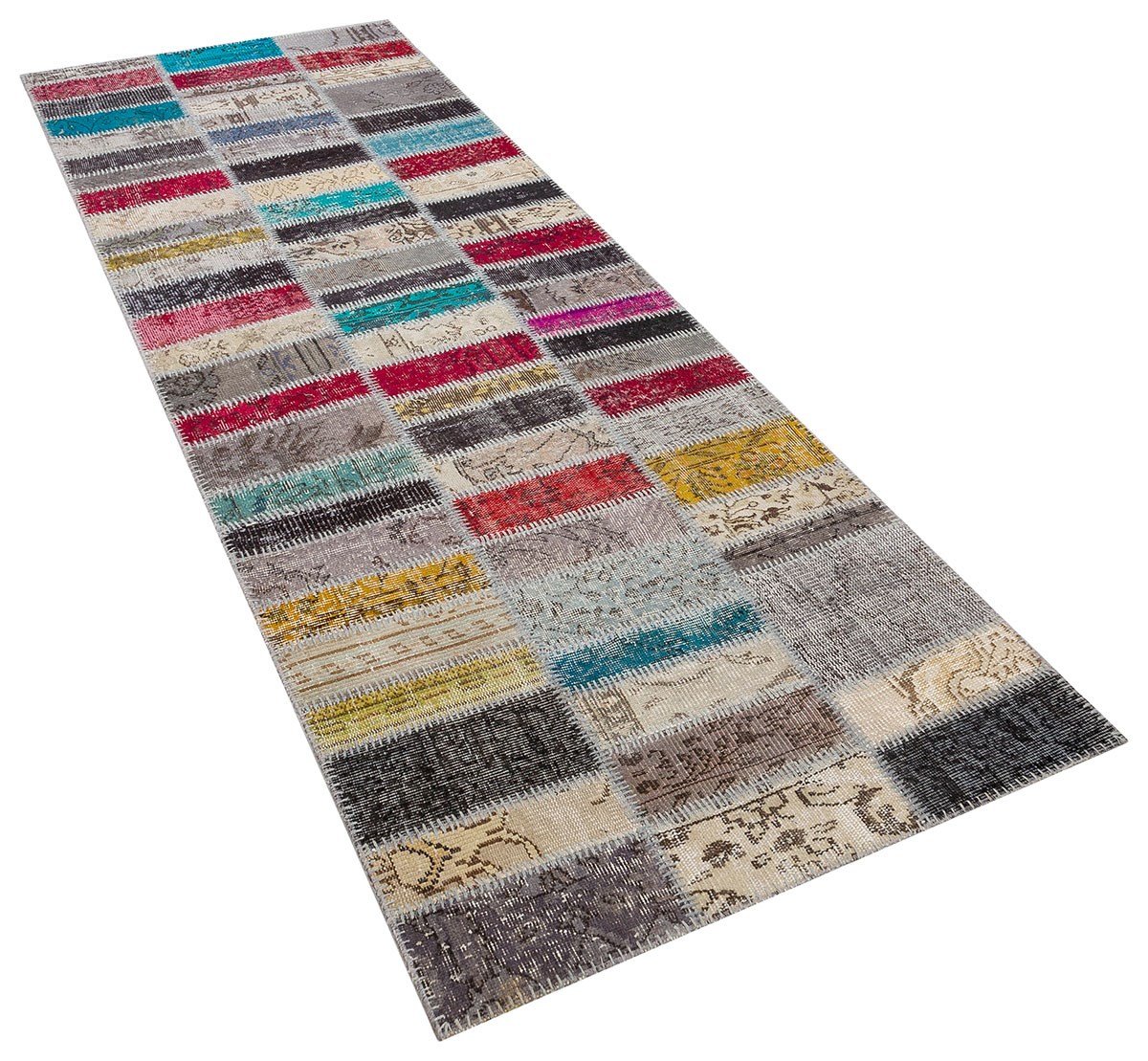 El Dokuma Yün'lü Türk Patchwork Halı Multi P_03 Ölçü;74x290cm 2.15m2