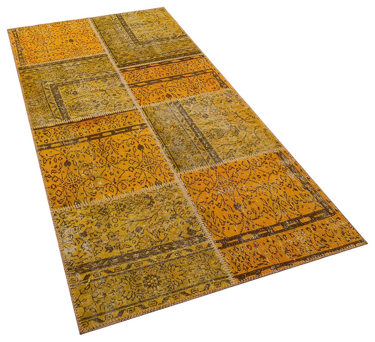 El Dokuma Yün'lü Türk Patchwork Halı Ölçü;116x230
