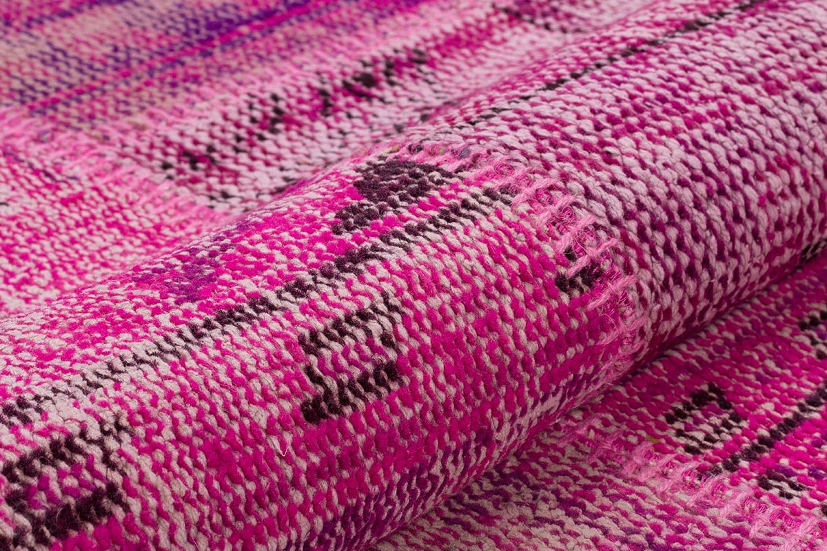 El Dokuma Yün'lü Türk Patchwork Halı Pembe P_79 Ölçü;160x230cm 3.68m2
