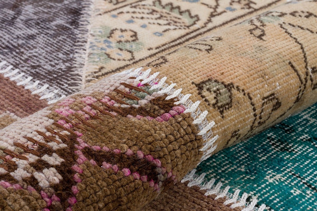 El Dokuma Yün'lü Türk Patchwork Halı Renkli P_117 Ölçü;155x230cm 3.57m2