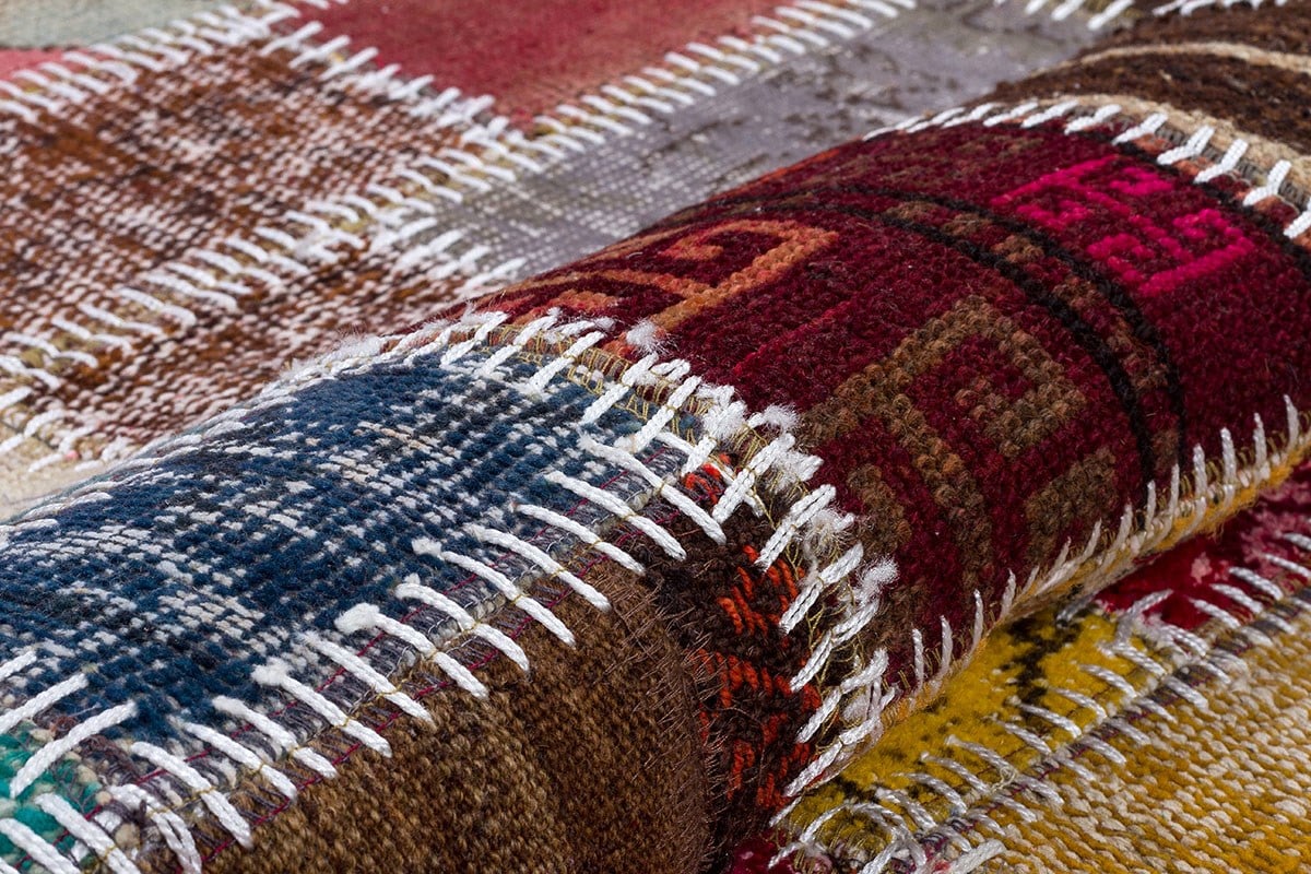 El Dokuma Yün'lü Türk Patchwork Halı Renkli P_113 Ölçü;160x230cm 3.68m2