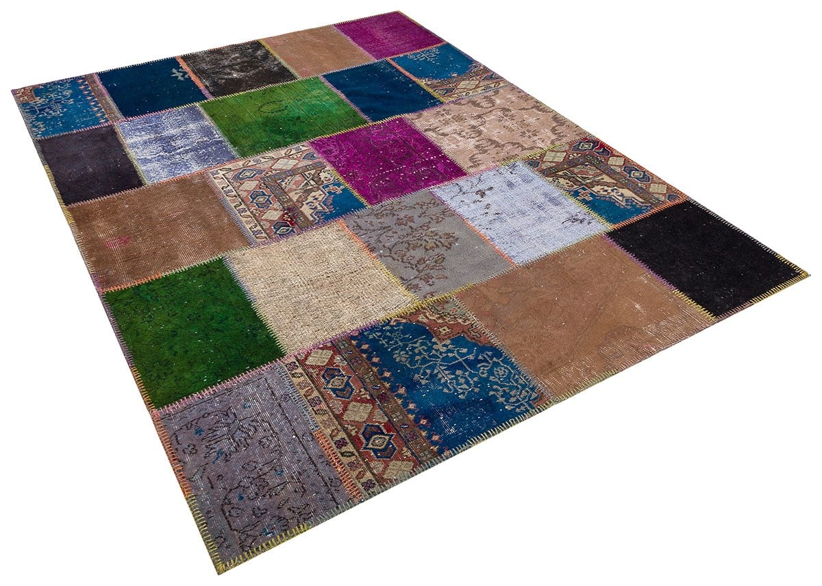 El Dokuma Yün'lü Türk Patchwork Halı Renkli P_68 Ölçü;190x290cm 5.51m2