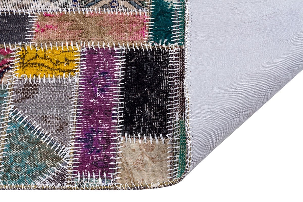 El Dokuma Yün'lü Türk Patchwork Halı Renkli P_113 Ölçü;160x230cm 3.68m2
