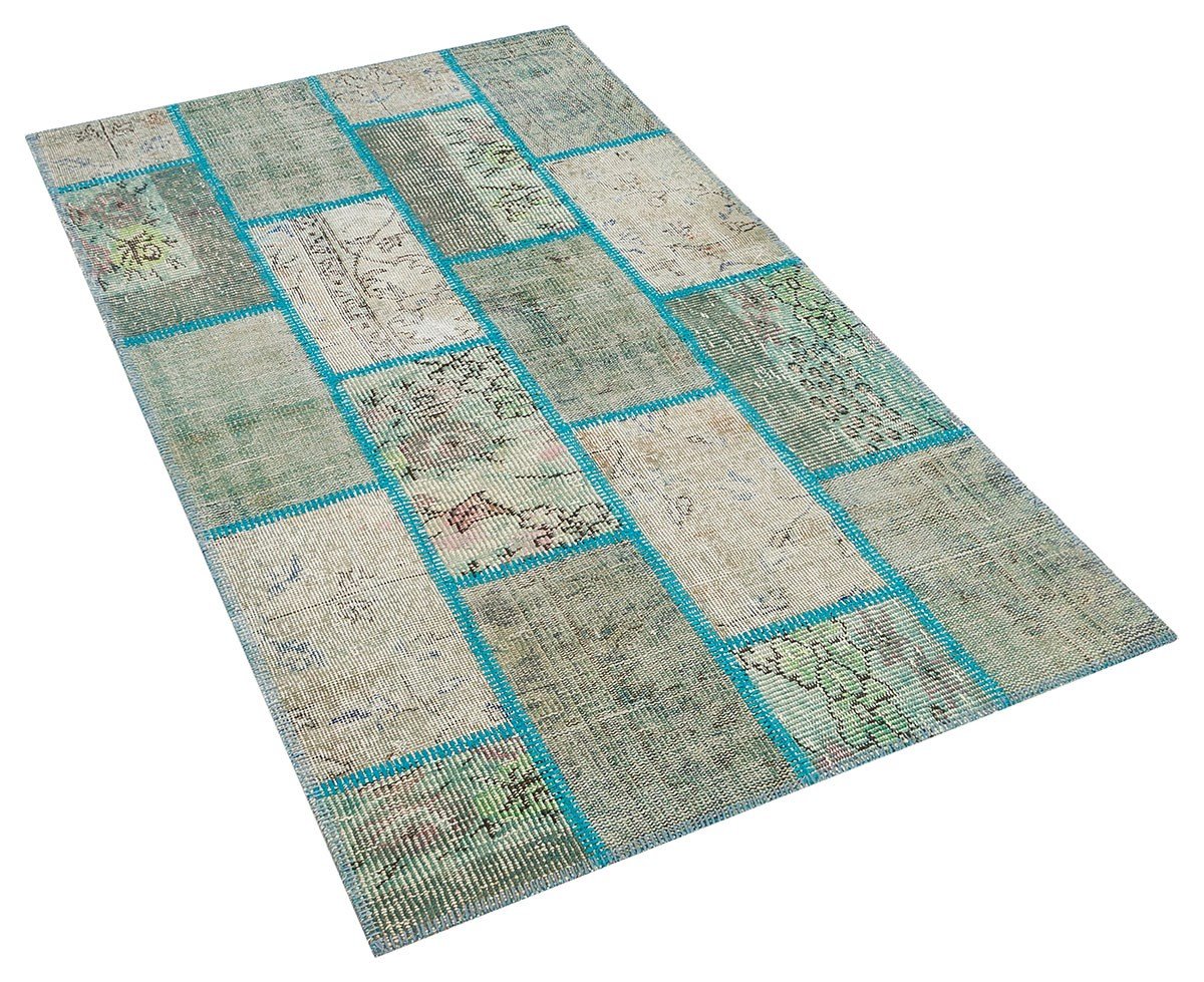 El Dokuma Yün'lü Türk Patchwork Halı Renkli P_11 Ölçü;100x180cm 1.8m2