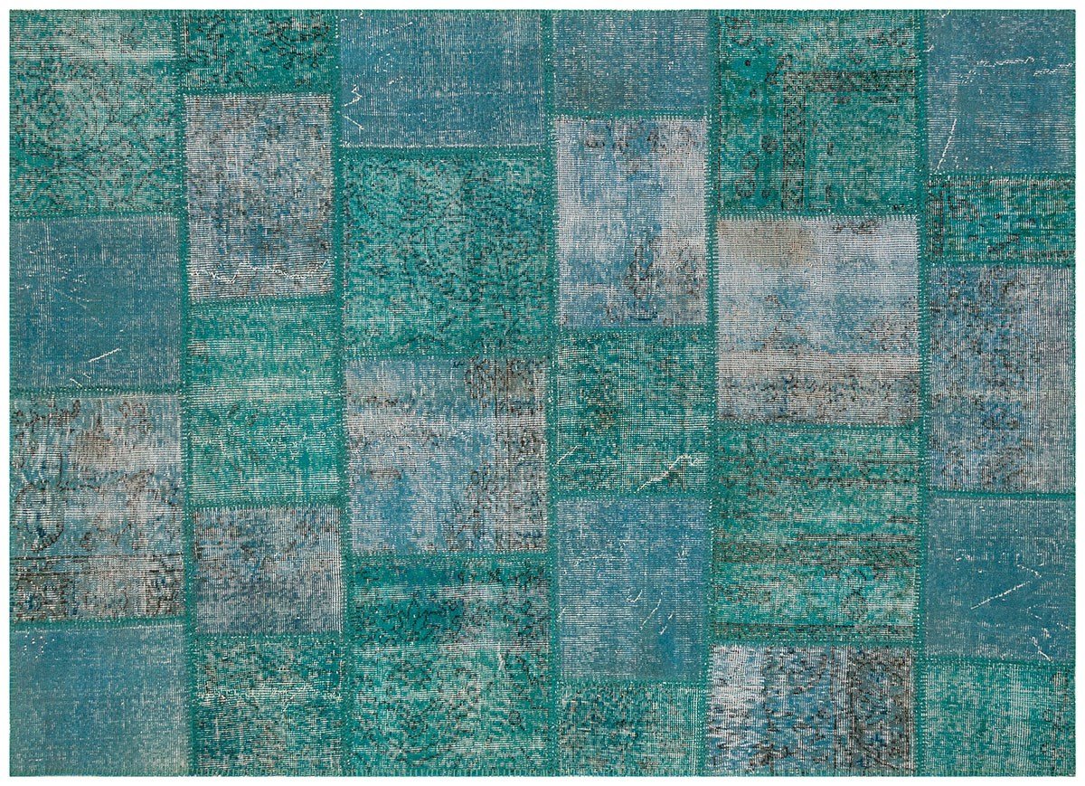 El Dokuma Yün'lü Türk Patchwork Halı Renkli P_94 Ölçü;160x220cm 3.52m2