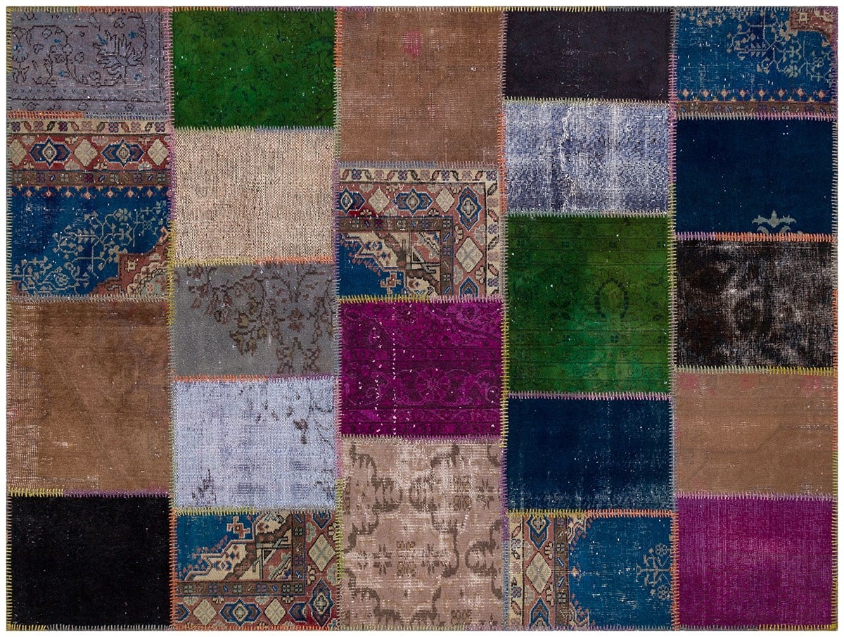 El Dokuma Yün'lü Türk Patchwork Halı Renkli P_68 Ölçü;190x290cm 5.51m2