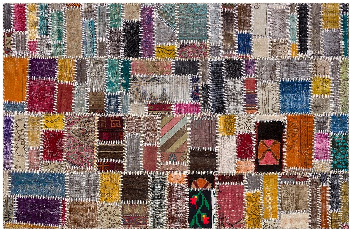 El Dokuma Yün'lü Türk Patchwork Halı Renkli P_113 Ölçü;160x230cm 3.68m2