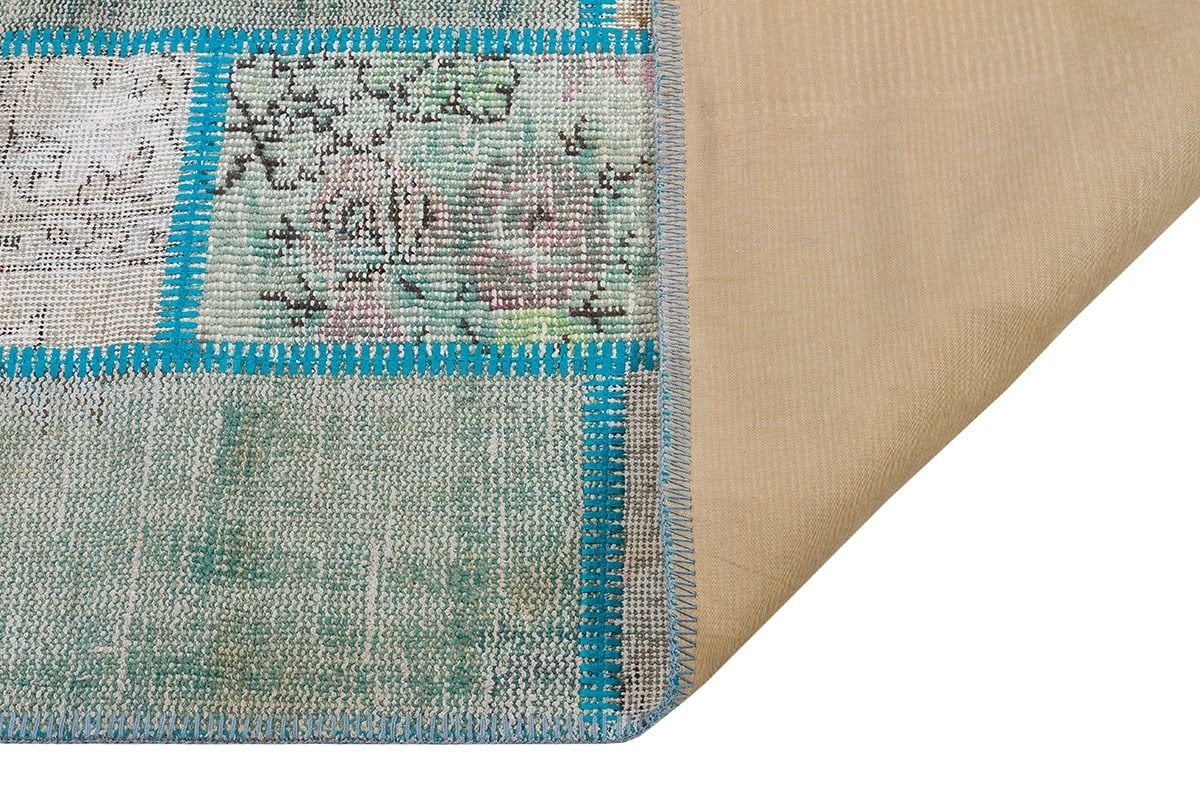El Dokuma Yün'lü Türk Patchwork Halı Renkli P_11 Ölçü;100x180cm 1.8m2