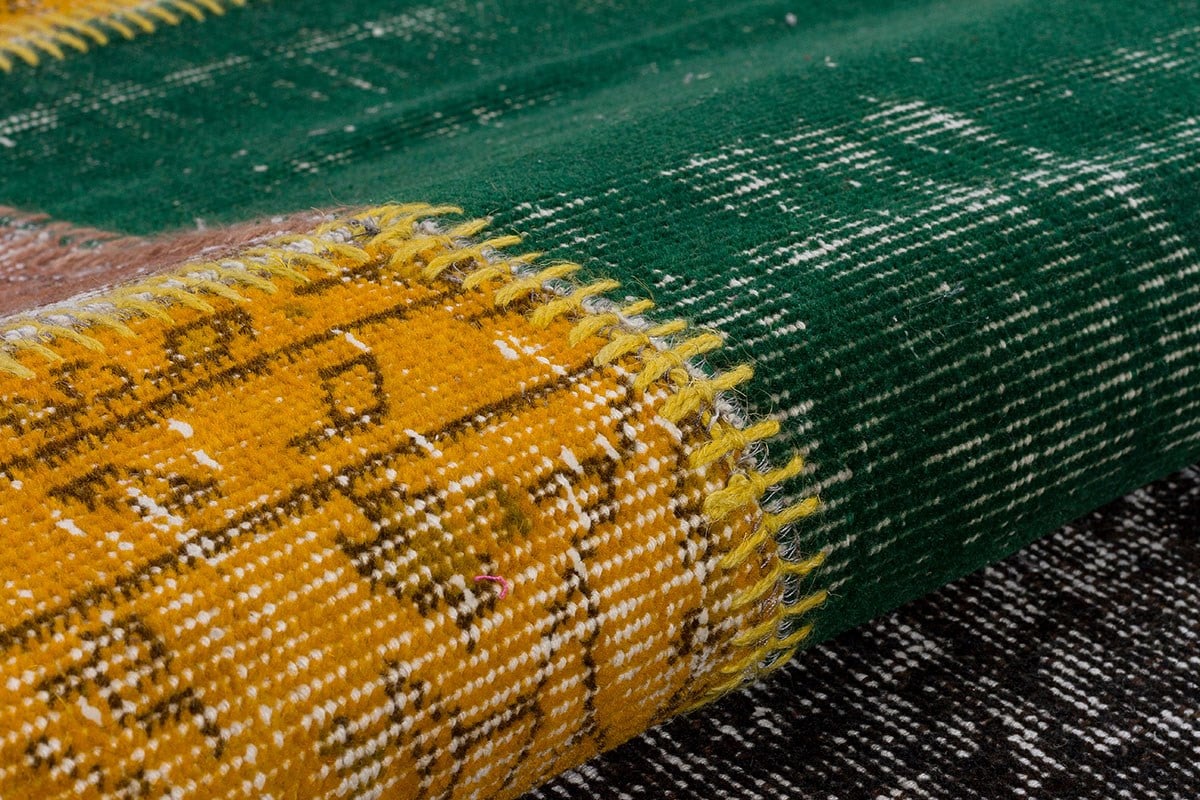 El Dokuma Yün'lü Türk Patchwork Halı Siyah P_168 Ölçü;80x165cm 1.32m2