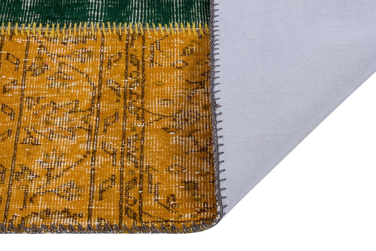 El Dokuma Yün'lü Türk Patchwork Halı Siyah P_168 Ölçü;80x165cm 1.32m2