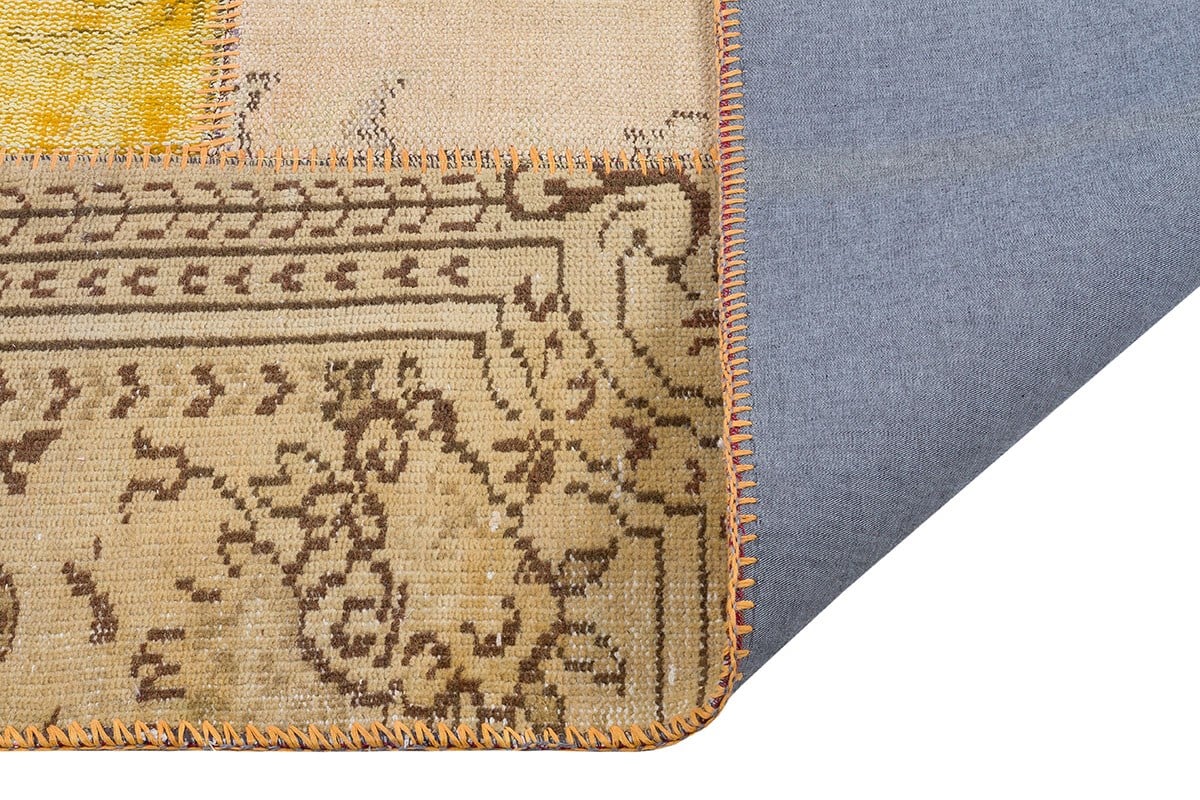 El Dokuma Yün'lü Türk Patchwork Halı Turkuaz P_83 Ölçü;170x240cm 4.08m2