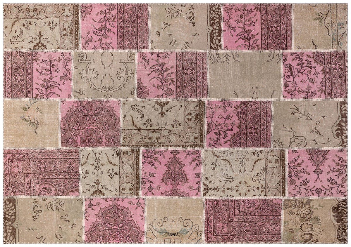 El Dokuma Yün'lü Türk Patchwork Halı Yeşil P_137 Ölçü;200x288cm 5.76m2