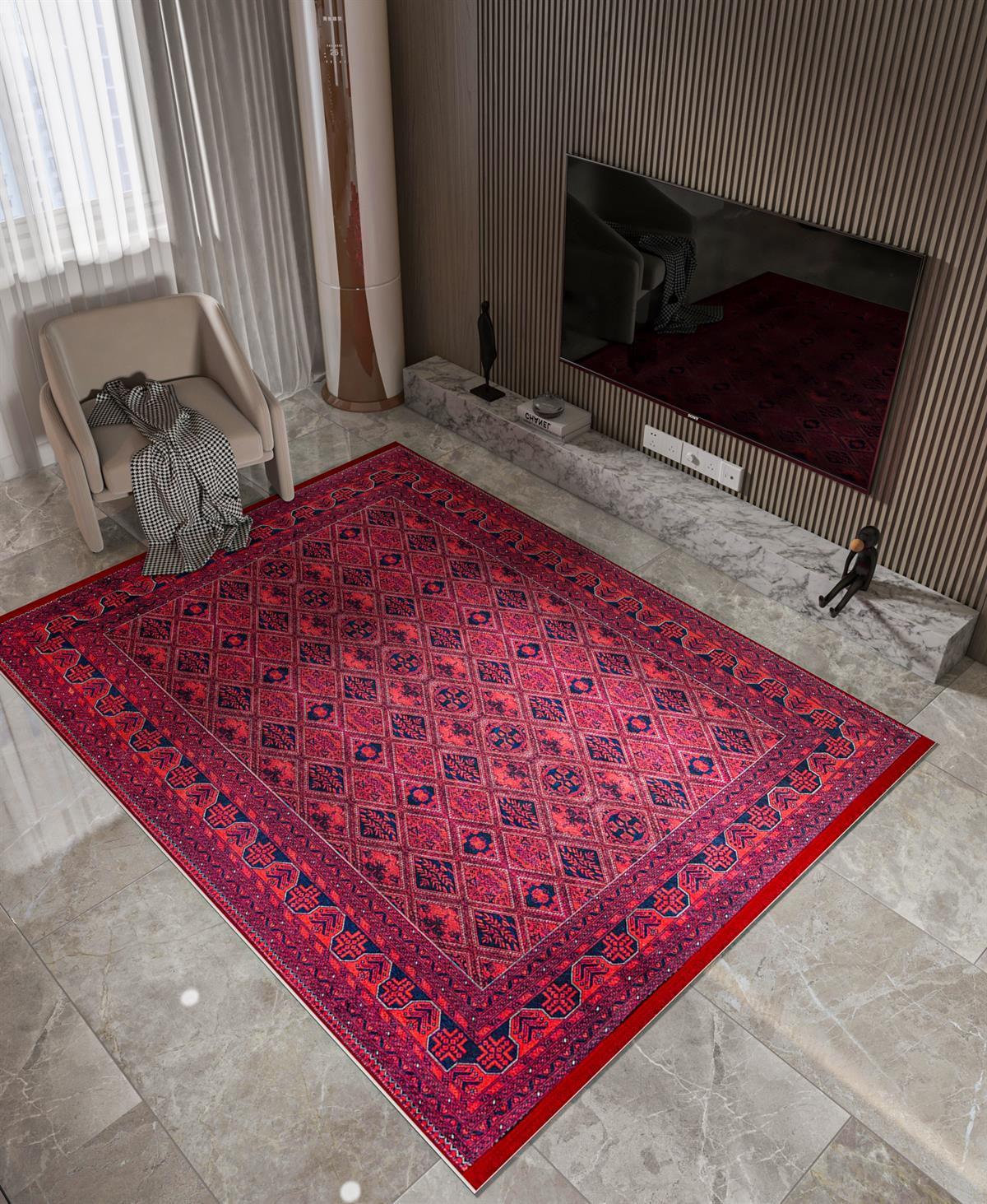 Yıkanabilir Dijital Baskılı Halı Klasik Koleksiyon MVHy.1132