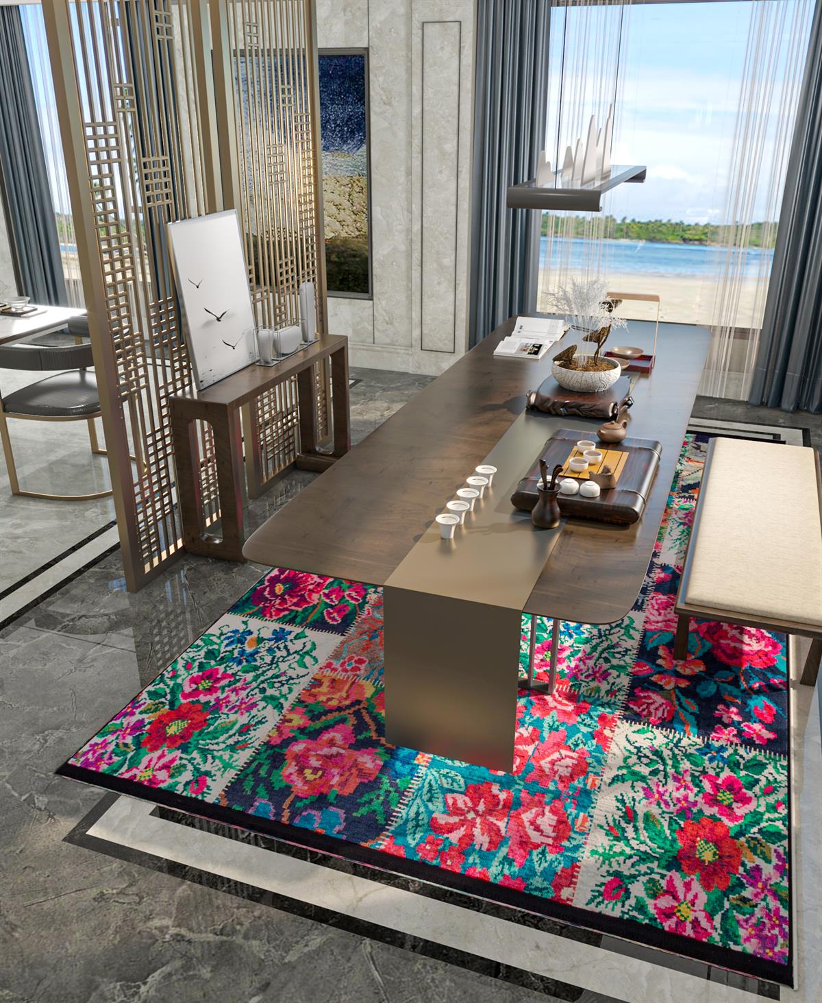 Yıkanabilir Dijital Baskılı Halı Klasik Koleksiyon TRKMN.38