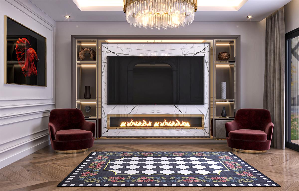 Yıkanabilir Dijital Baskılı Halı Klasik Koleksiyon MVHy.587