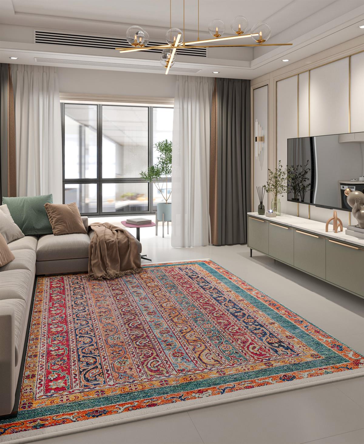 Yıkanabilir Dijital Baskılı Halı Klasik Koleksiyon MVHy.038