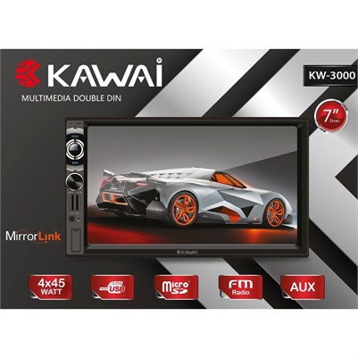 Kawai KW-3000 7'' Ekran Double Din Oto Teyp 4x45W