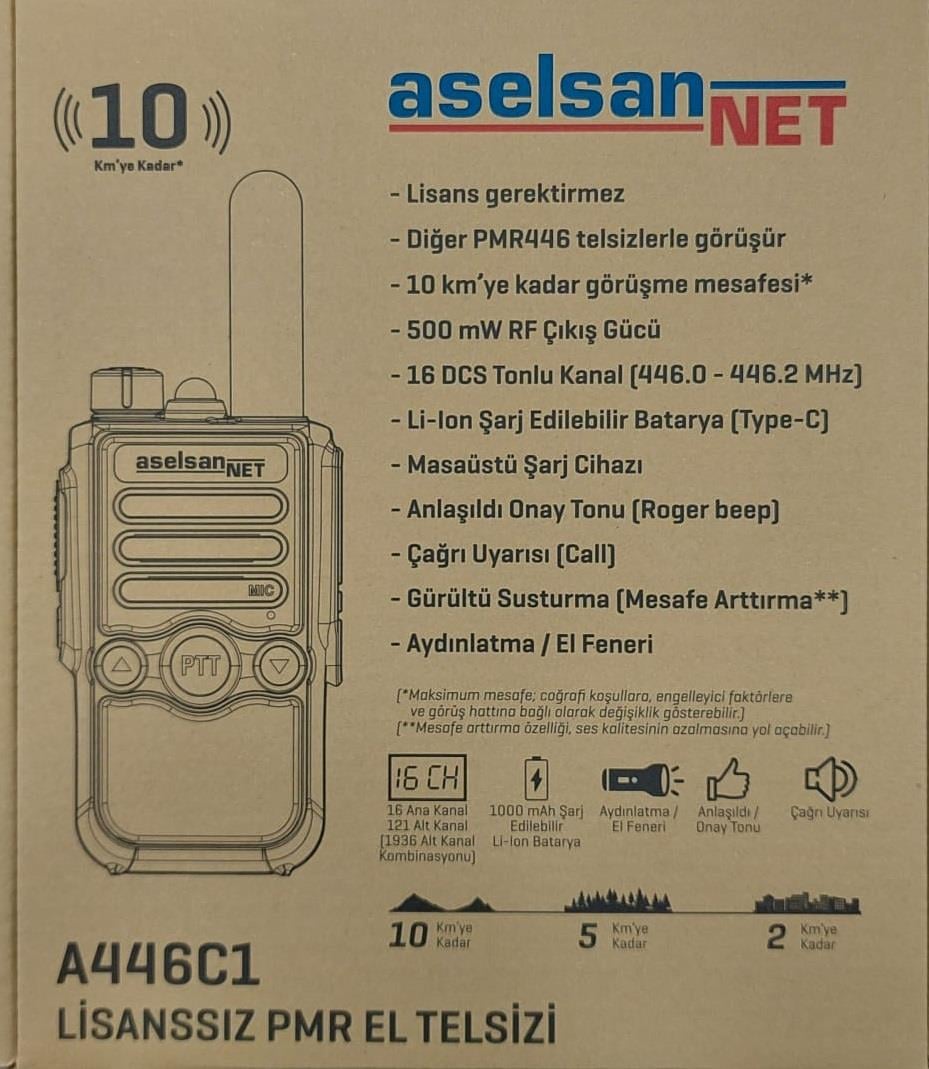 Aselsan A446C1 10Km Mesafeli PMR El Telsizi (2'li Set)