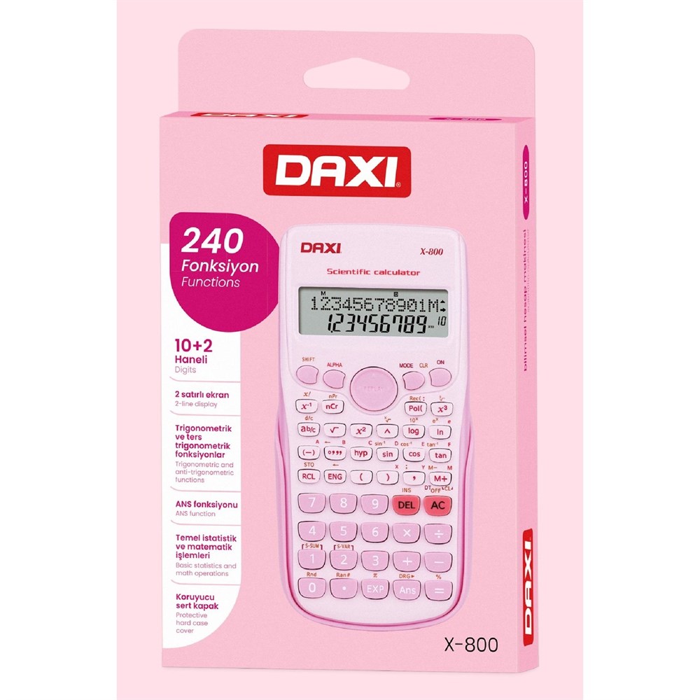 Daxi X-800 240 Fonksiyon Bilimsel Hesap Makinesi Pembe