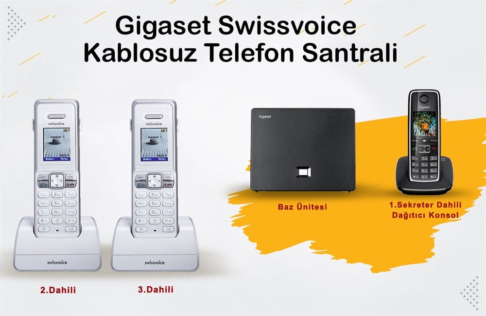 Gigaset C530 3 Dahili Swissvoice Telsiz Kablosuz Telefon Santrali
