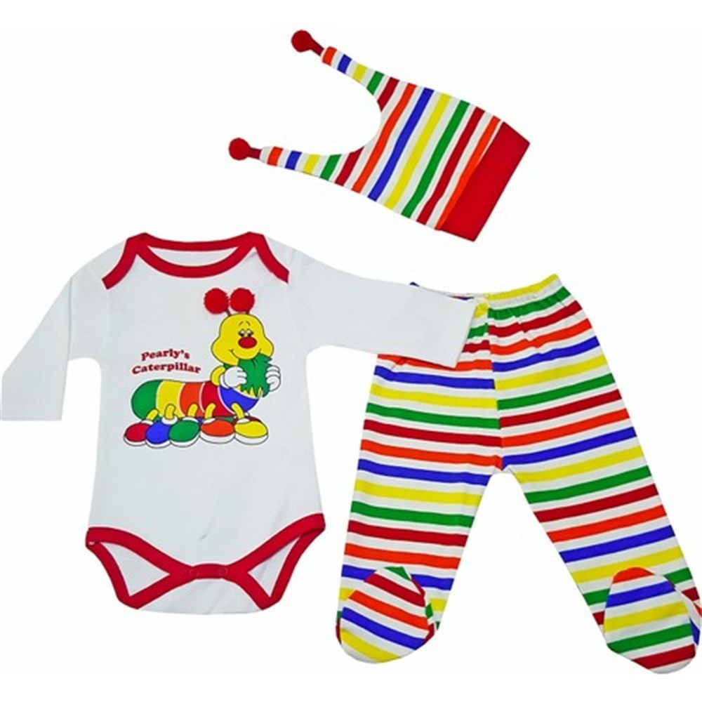Pearly Tırtıllı 3 Lü Bebek Zıbın Takım
