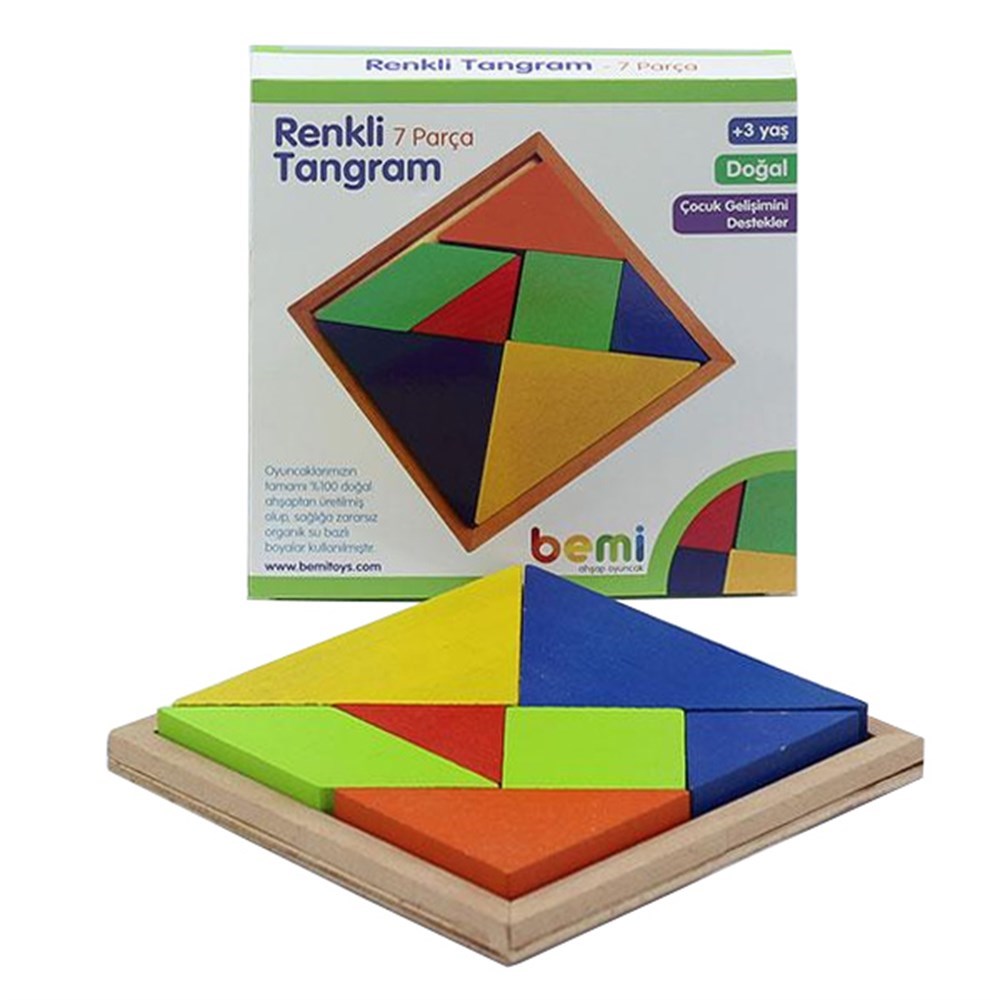 Bemi +3 Yaş Ahşap Renkli Yedili Tangram