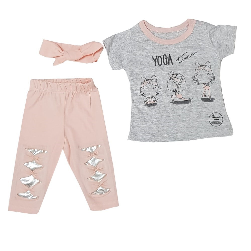 Hippıl Baby Yoga Yazılı Kız Bebek Takım 6-18 Ay