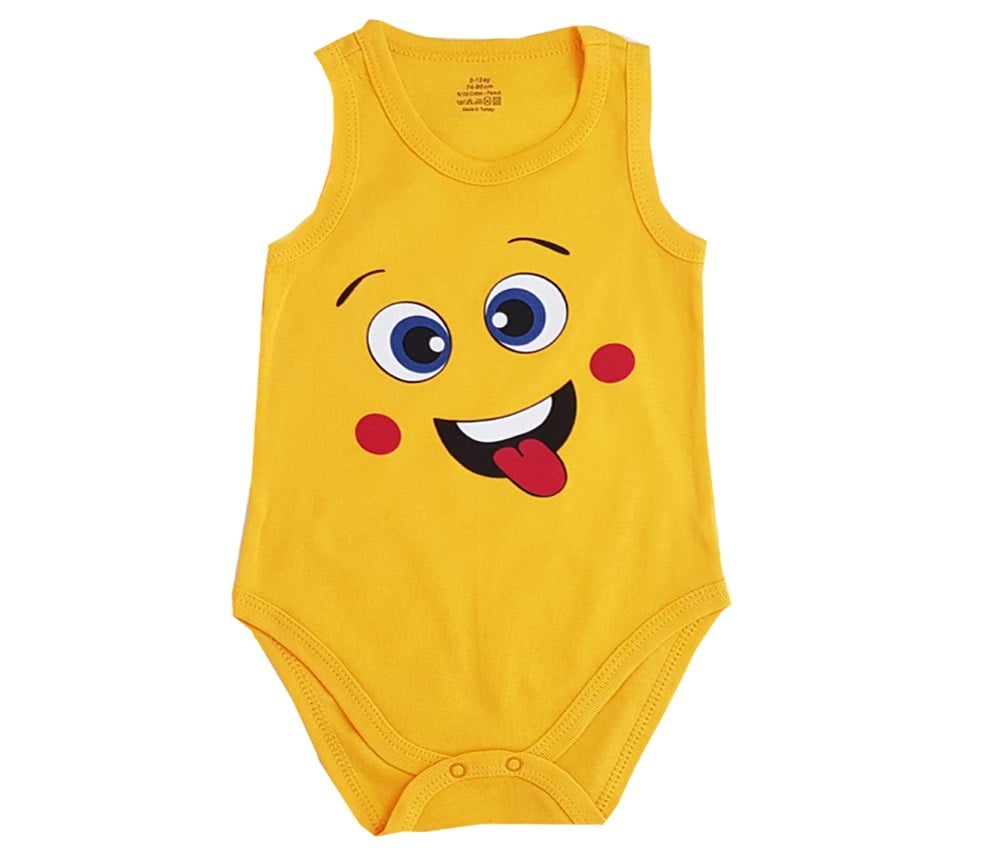 Fuar Unisex Emoji Askılı Çıt Çıtlı Bebek Zıbın