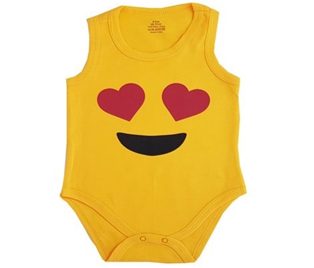 Fuar Unisex Kalp Göz Emoji Askılı Çıt Çıtlı Bebek Zıbın