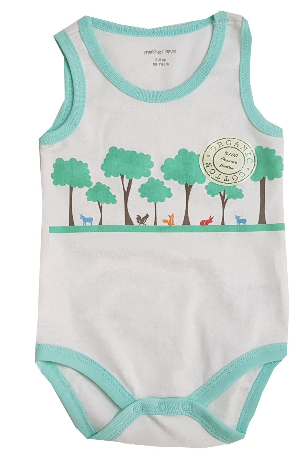 Mother Love Organik Doğa Uzun Askılı Bebek Badi - Çıt Çıtlı Zıbın