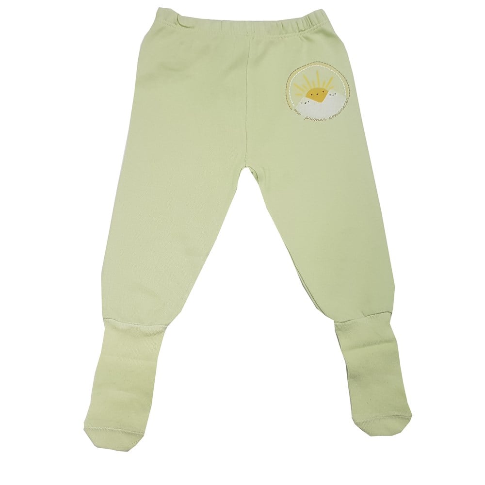 Unisex Organik Kız-Erkek Çocuk Yeşil Kendinden Çoraplı Tek Alt