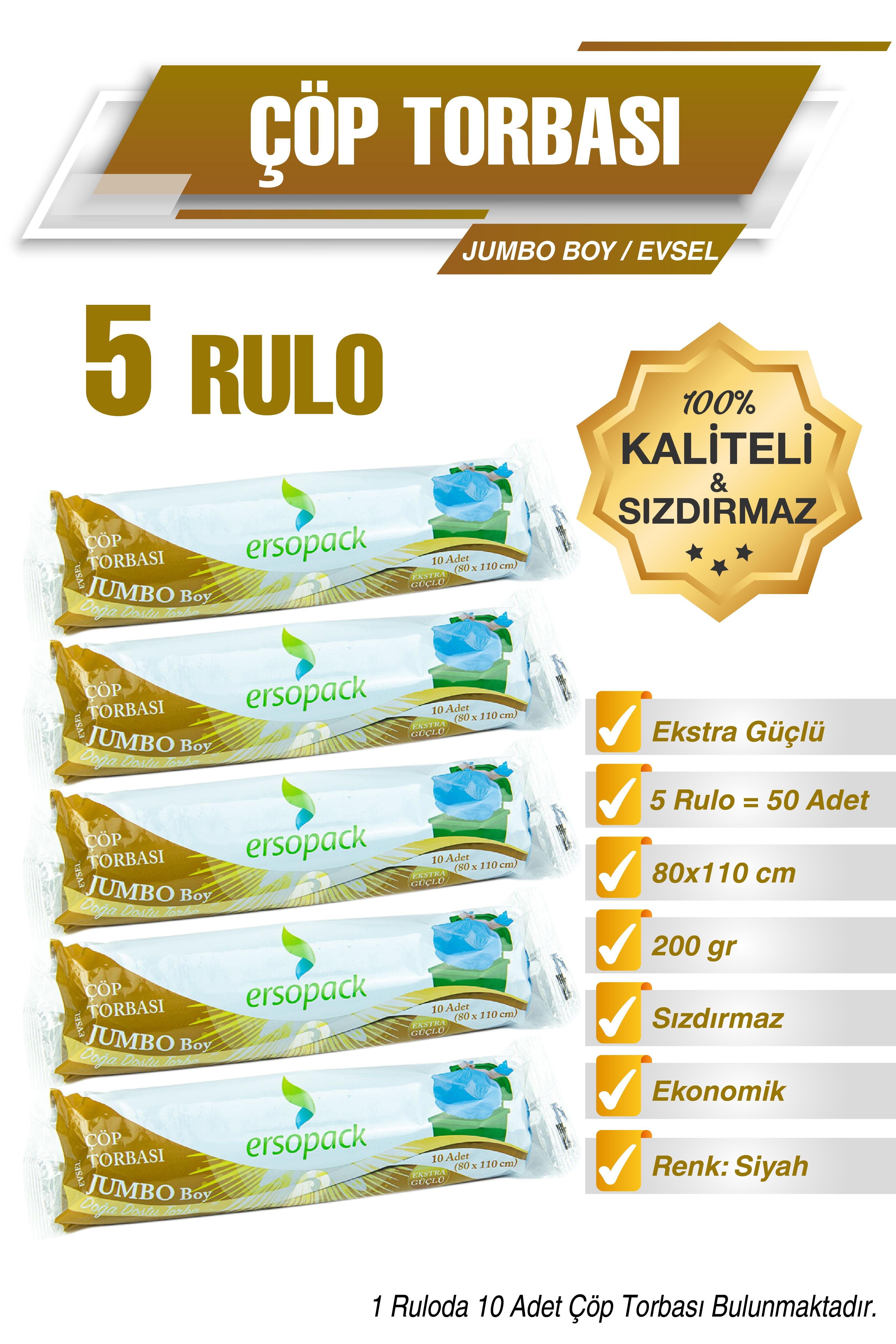 Ermet Ersopack Jumbo Boy Çöp Torbası 5 Rulo