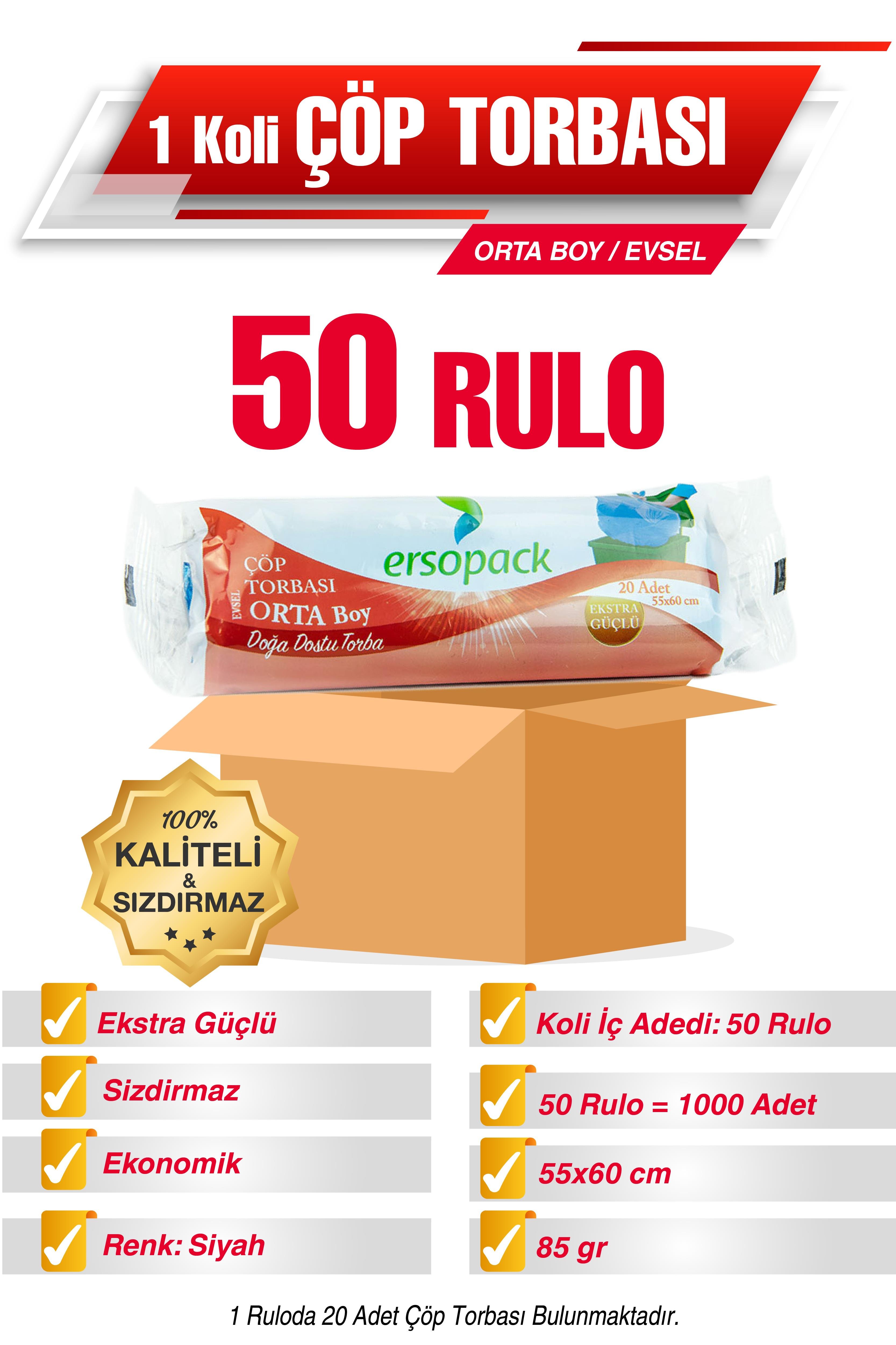 Ermet Ersopack Orta Boy Çöp Torbası 50 Rulo