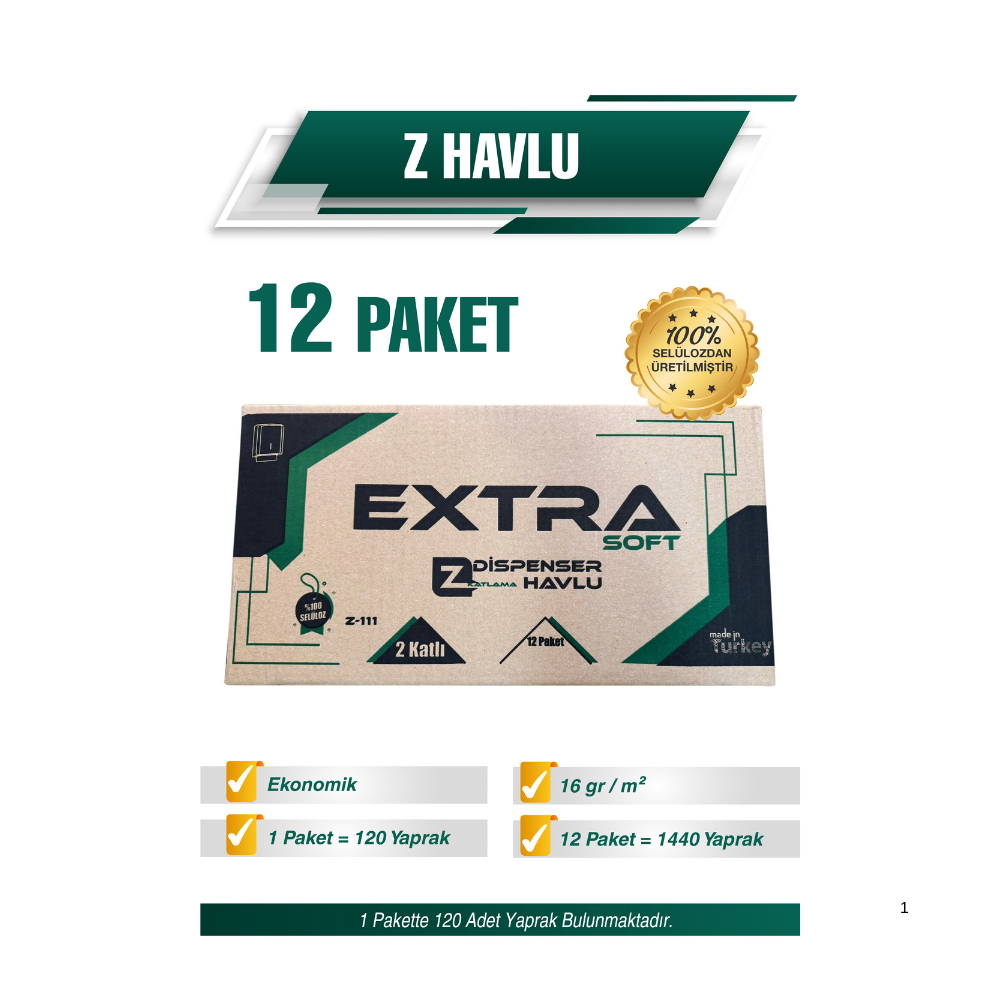 Ermet Extra Z Kağıt Havlu 12 Paket 1140 Yaprak
