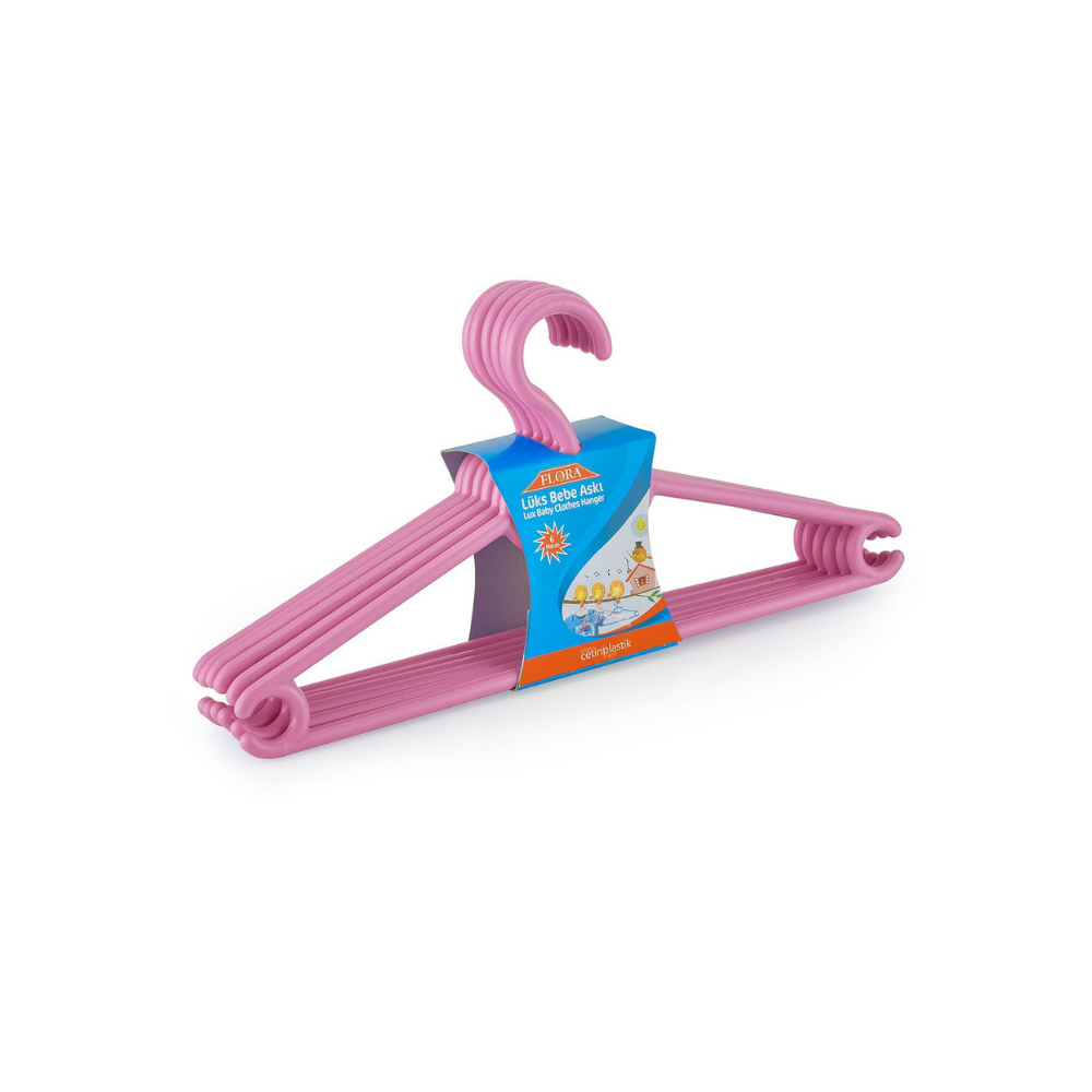 Flora F135 Lüks Bebek Elbise Askısı 6'lı Asorti