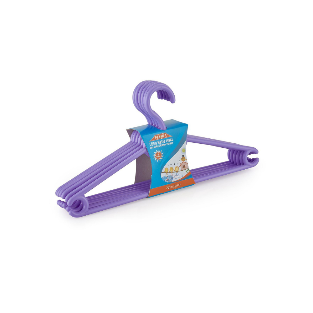 Flora F135 Lüks Bebek Elbise Askısı 6'lı Asorti