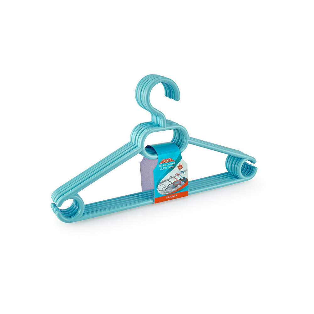 Flora F316 Büyük Klasik Elbise Askısı 6'lı Asorti