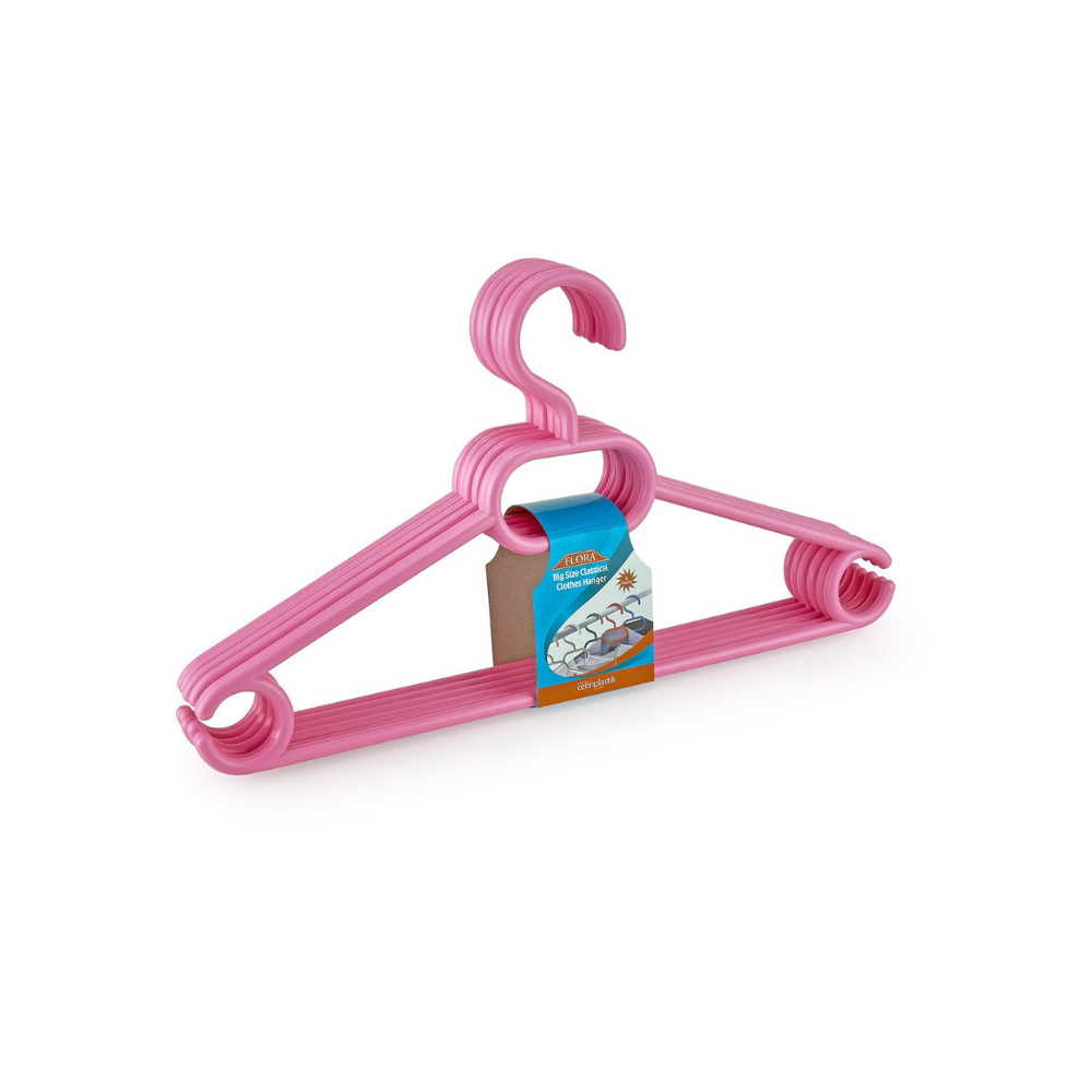 Flora F316 Büyük Klasik Elbise Askısı 6'lı Asorti