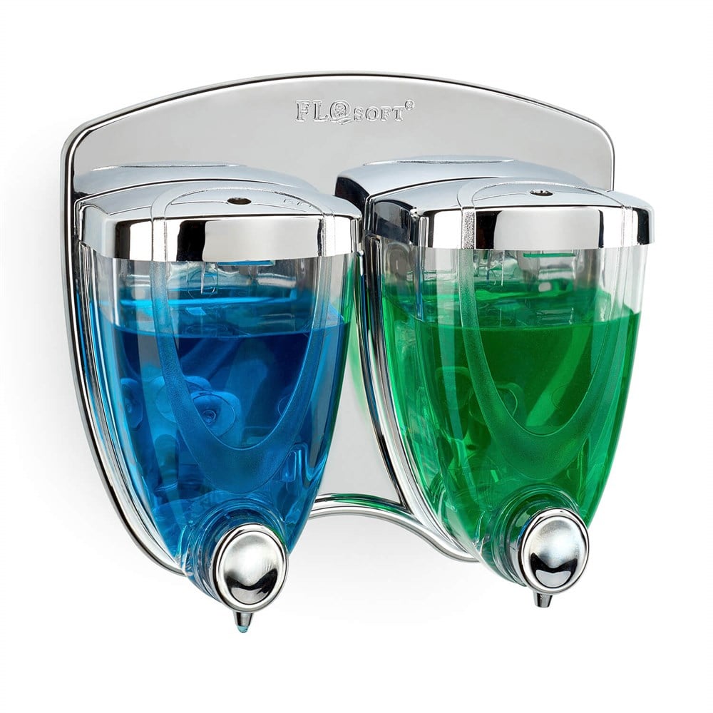 Flosoft F038 Sıvı Sabunluk İkiz 350+350 ML Krom