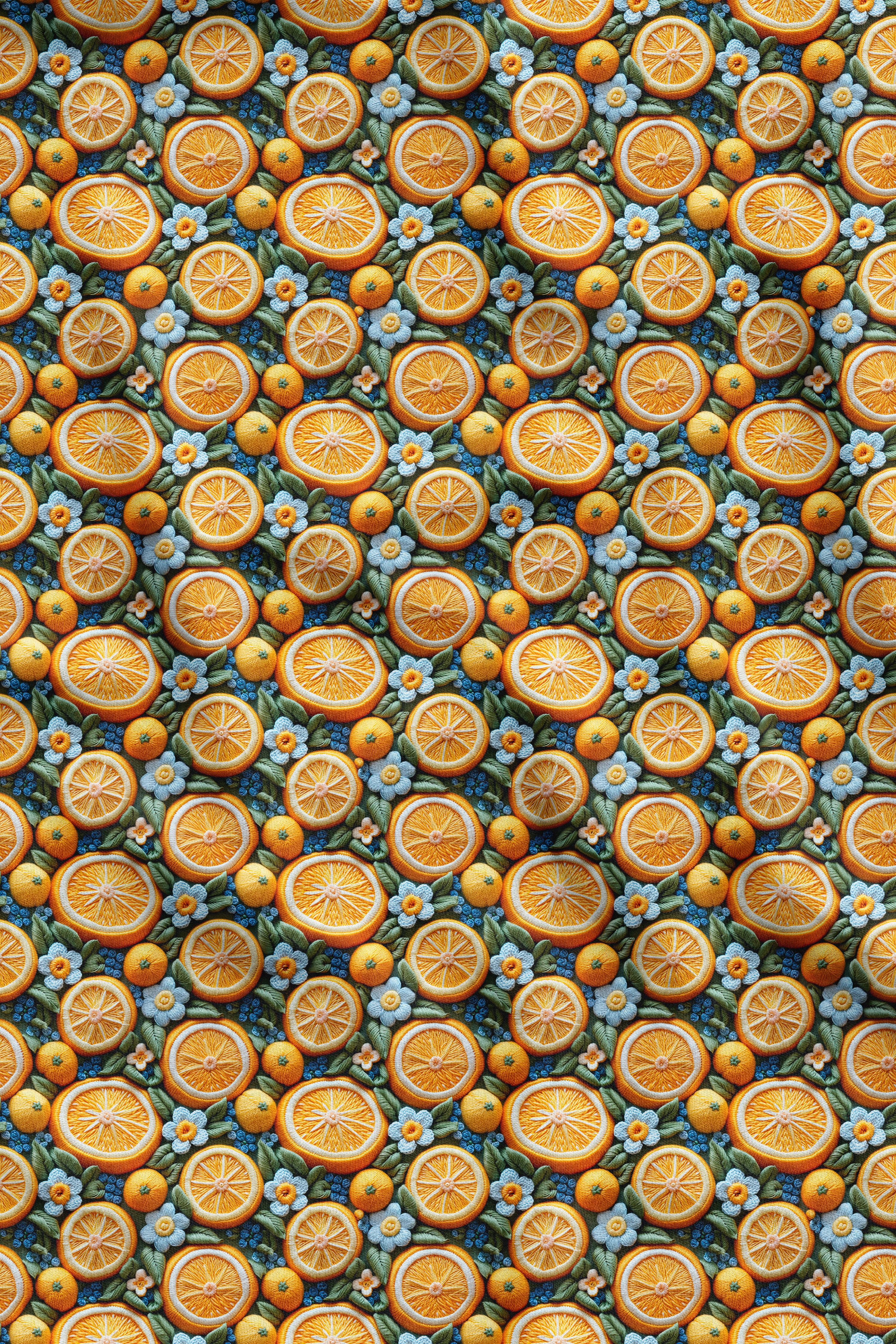 3D Çiçekli Limon Desenli Dijital Baskılı Kumaş