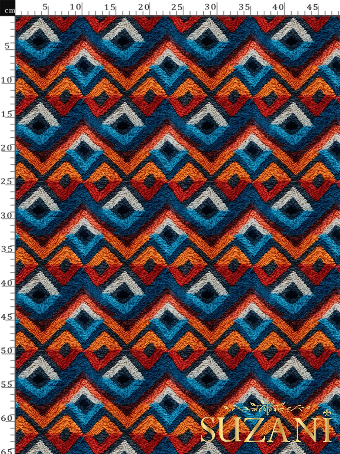 3D Etnik Kilim Desenli Dijital Baskılı Kumaş