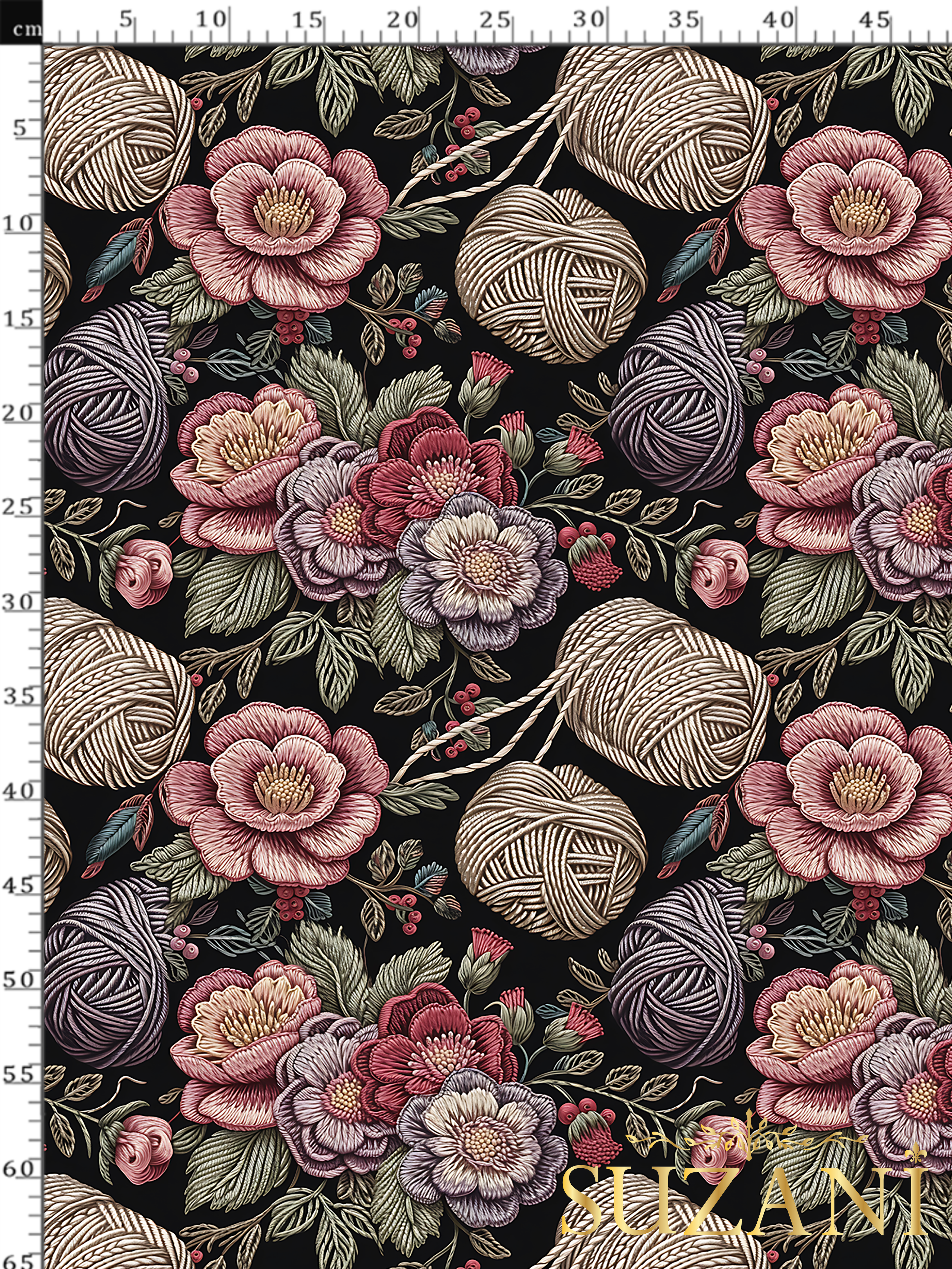 3D İplik Çiçek Desenli Dijital Baskılı Kumaş